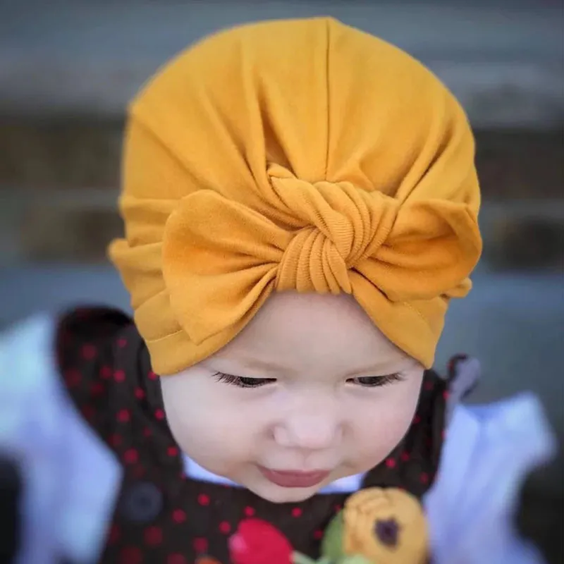 New Baby Hat for Boys Girls Bow Cotton Turban Hats Beanie Caps Infant Toddler Photography Props Kids Beanies Cap | Детская одежда и