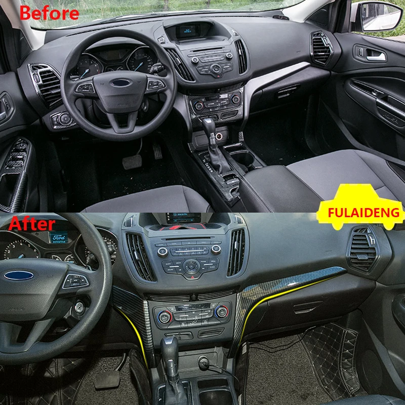 2 шт. для Ford Kuga Escape 2017-2019 ABS карбоновый стильный интерьерный Центр панели Dashbaord