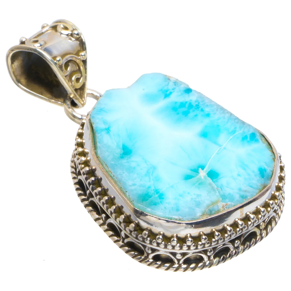 Натуральный Карибский Ларимар индийский кулон из стерлингового серебра 925 пробы