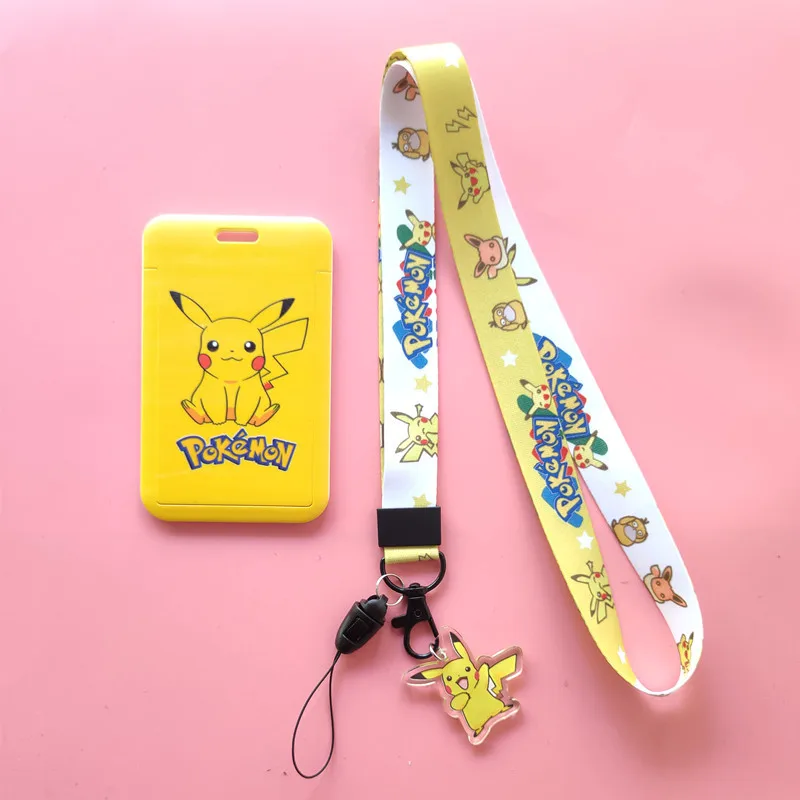 

Pokemon Pikachu New Anime Pvc Card Cover Student Campus Card Hanging Bag Card Holder Lanyard Children Id Card