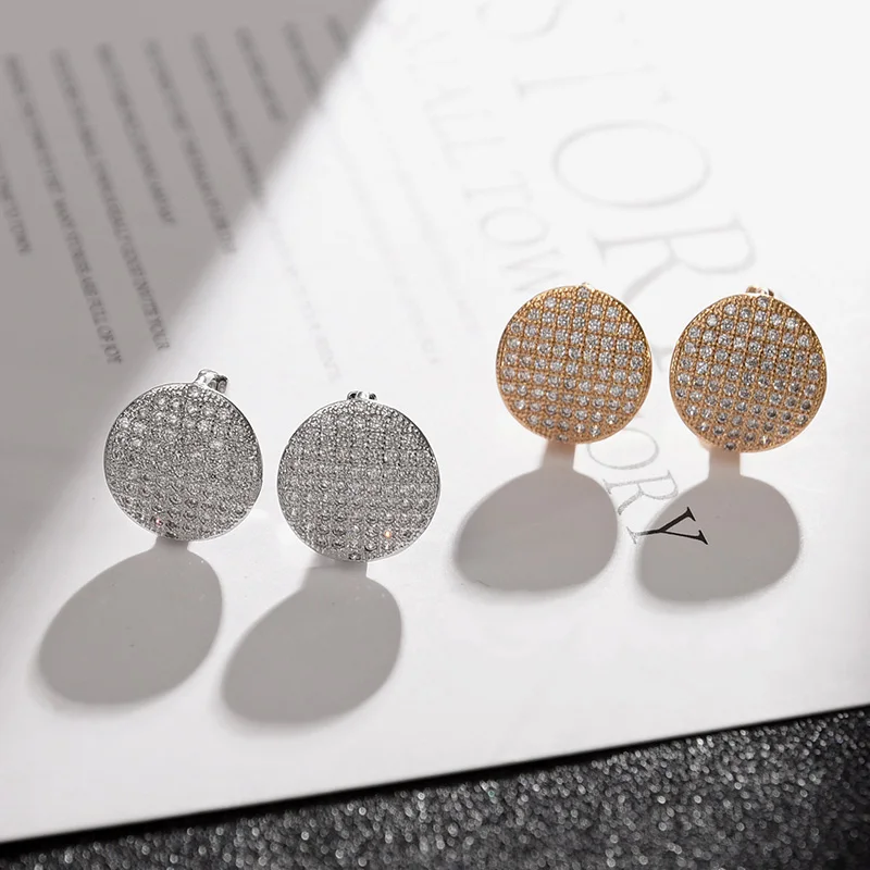 Женские круглые серьги MAIKALE гипоаллергенные золотые микро инкрустированные с