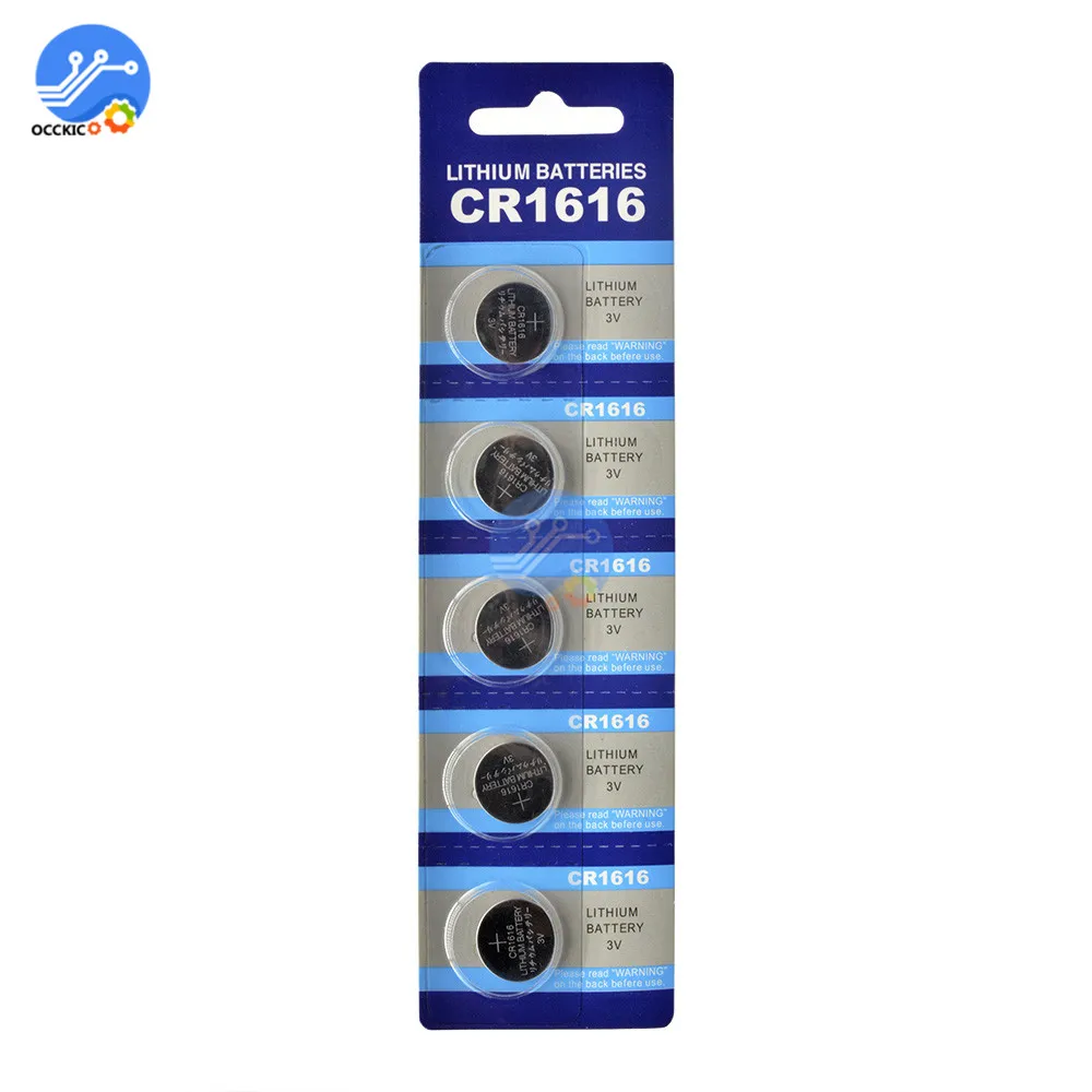 5 шт. CR1616 Кнопочная батарея 3 в DL1616 ECR1616 LM1616 ячейка монета литиевая для часов