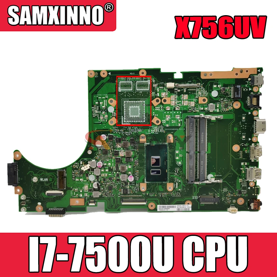 

Akemy X756UV Laptop motherboard for ASUS X756UAK X756UA X756UVK original mainboard I7-7500U