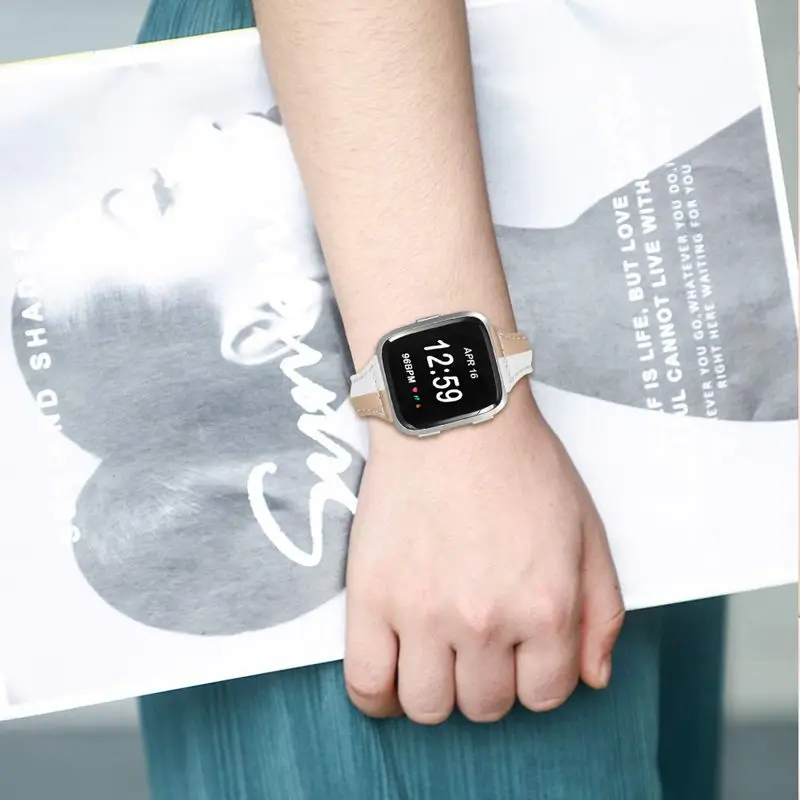 OULUCCI ремешок из натуральной кожи для Fitbit versa, ремешок на запястье браслет fit bit Lite Verse 2 Band аксессуары