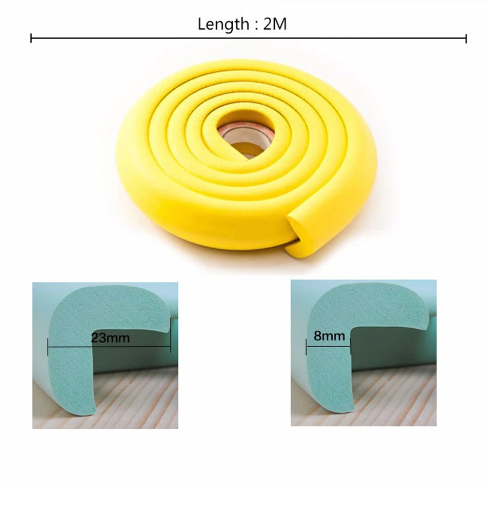 2 M Child Safety Table Corner Protector Soft Foam Bumper Kid Cushion Pad Crash Bar Strip Baby Furniture Corners Angle Protection