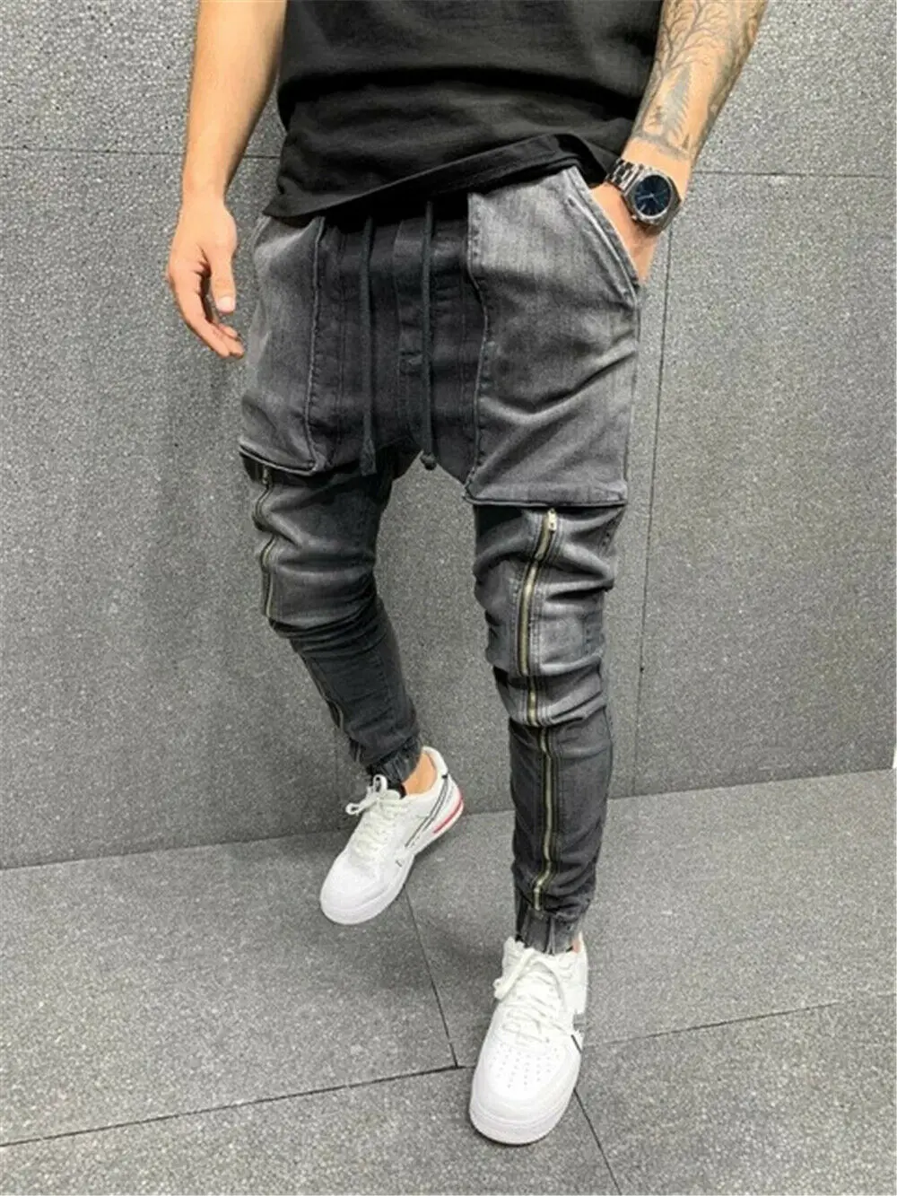 Mens Skinny Jeans Denim Pants Casual Stretch Slim Hip Hop Trousers