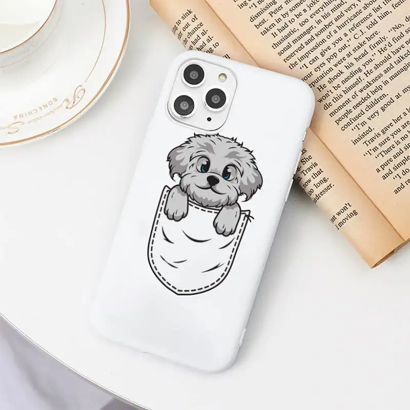 

Cute Dog Cartoon Pink Phone Case Candy Color for iPhone 11 12 mini pro XS MAX 8 7 6 6S Plus X SE 2020 XR