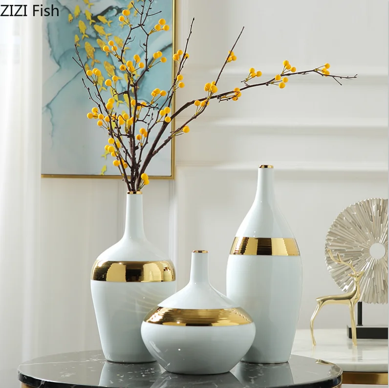 Креативная Скандинавская керамическая китайская ваза в стиле ретро Золотая