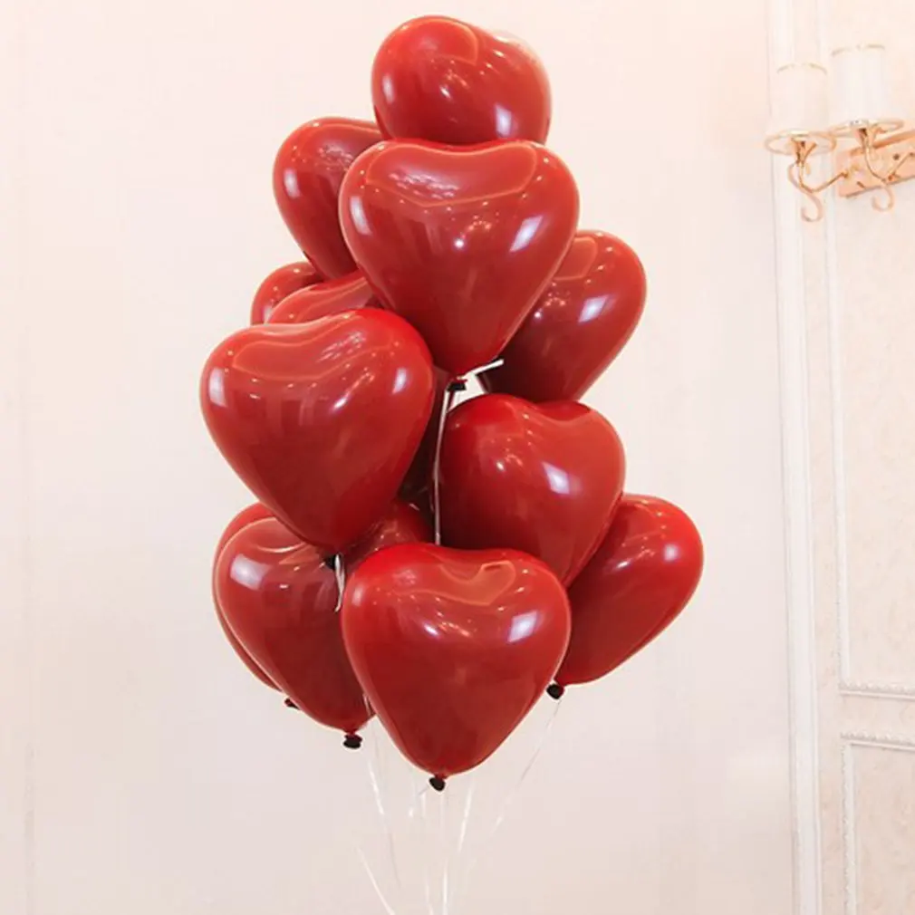 

50 Pcs 10 Inch Red Foil Round Heart Balloons Marriage Helium Inflatable Balloon Metallic Wedding Birthday Party Decor