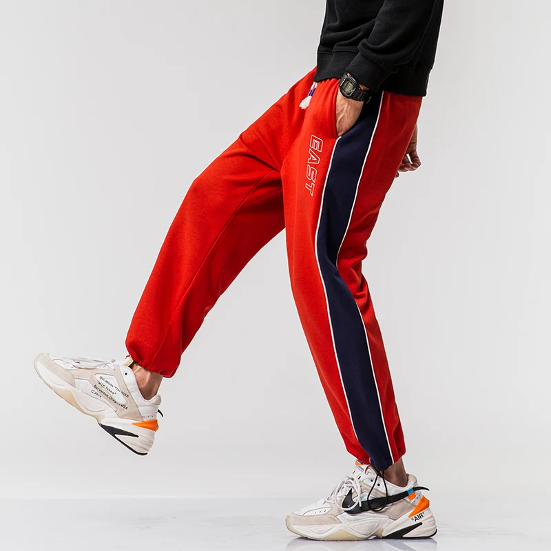Мужские брюки из хлопка и полиэстера удобные повседневные тренировочные штаны в