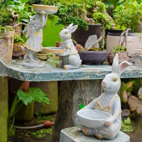 tuin decoratie ogrod sculpture miniatuur bloempot tuinkabouter poppenhuis meubels resin rabbit garden outdoor gardens decoration