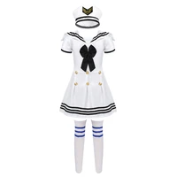 kids girls navy sailor uniform cosplay costume children school chorus stage performance dancewear outfit dress hat socks set