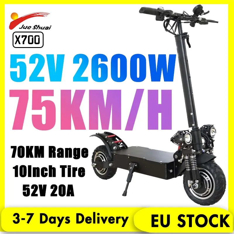 

EU STOCK 75KM/H Max Speed Electric Scooters Adults 52V 2600W DUal Motor Folding E Scooter 70KM Long Range Patinete Elétrico