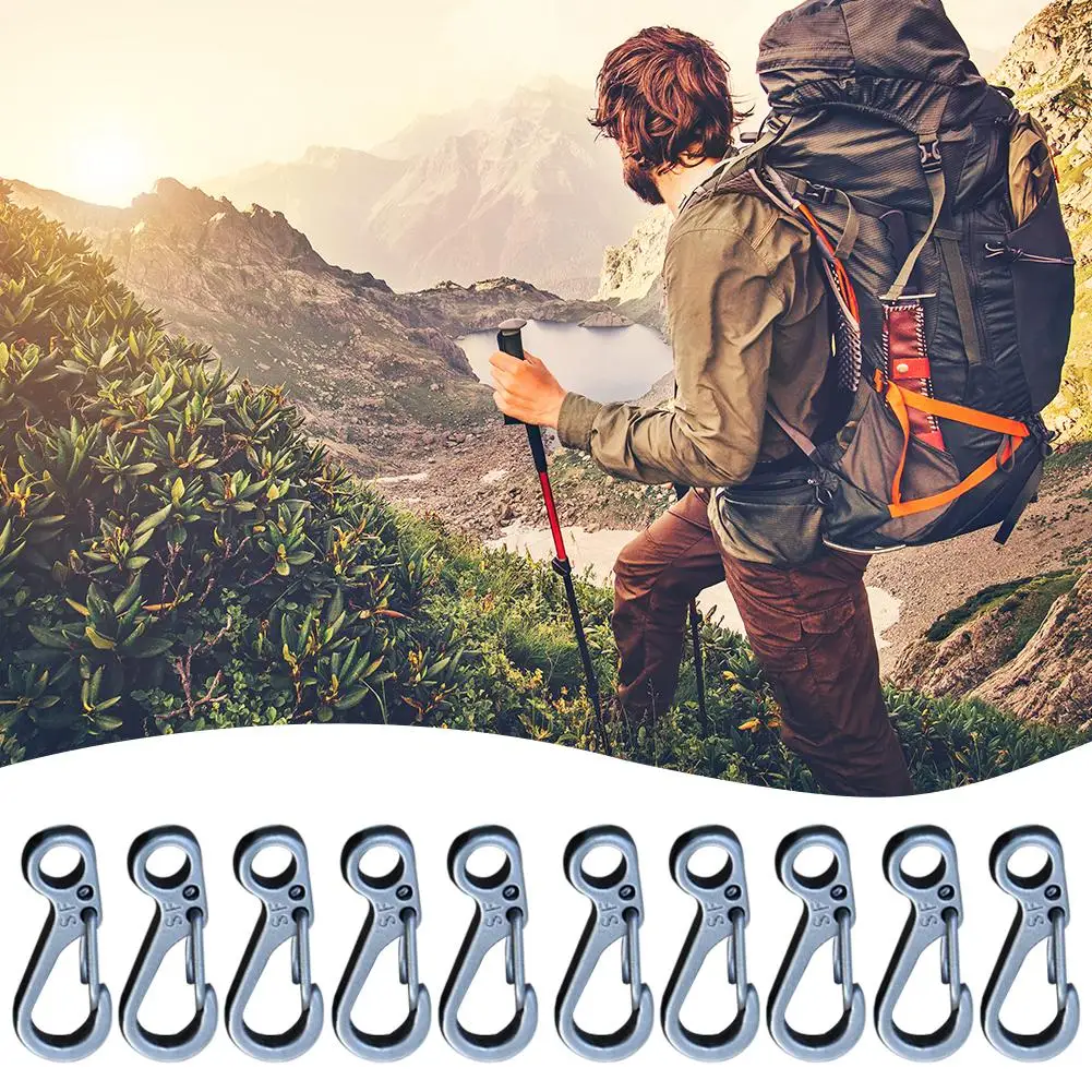 10Pcs Mini Carabiner Clips Tiny Alloy Spring Snap Hook Keychain Clasps EDC Small Hanging Buckle for Backpack Camping Bottle | Спорт и