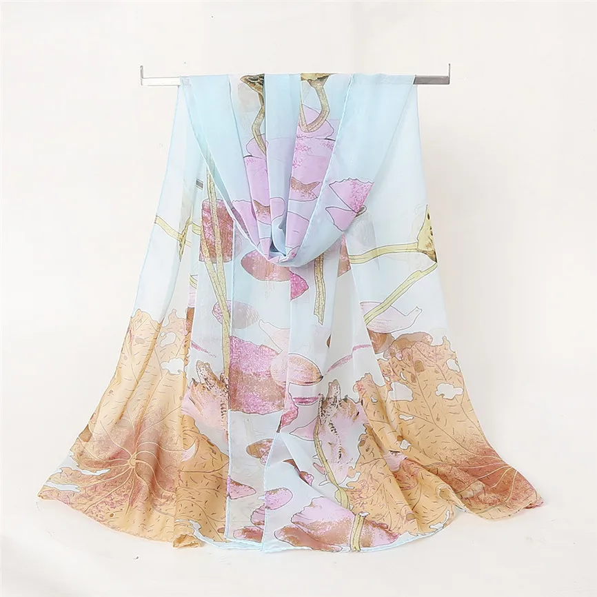 Зимний шарф женский длинный вуаль Цветочный Принт Мягкие пашмины шали и