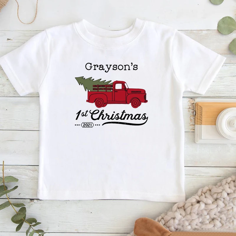 

Baby Boy 1st Christmas Truck Outfit Personalized Name Truck and Name Shirt Farm Truck Boys Clothes Newborn Infant Boy Cute