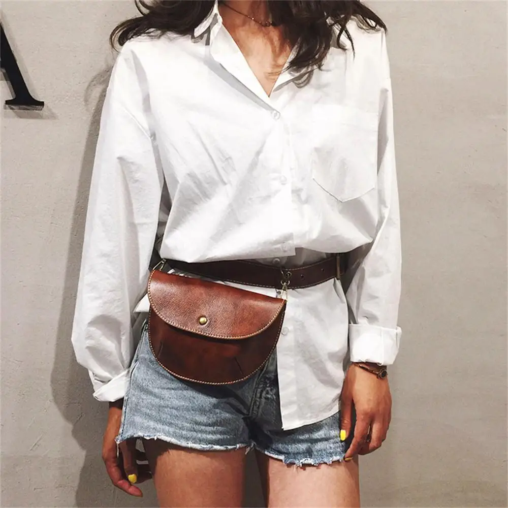 

Women Waist Pack Leather Fashion Belt Shoulder Bag Simple Leather Casual Fashion Wild Multifunction H1