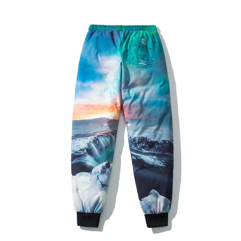 

New Sport Pants Men Running Pants with Casual White Duck Down Down Pants with Printing Winter Plus Velvet Men's Sports Trousers