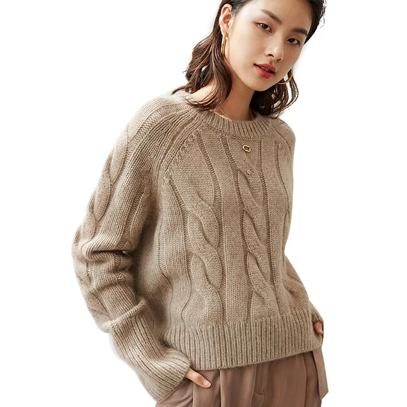 

Cashmere Thick Sweater and 100% Pullovers 2021 Autumn Vintage Solid Warm Tops for Women Fall Winter