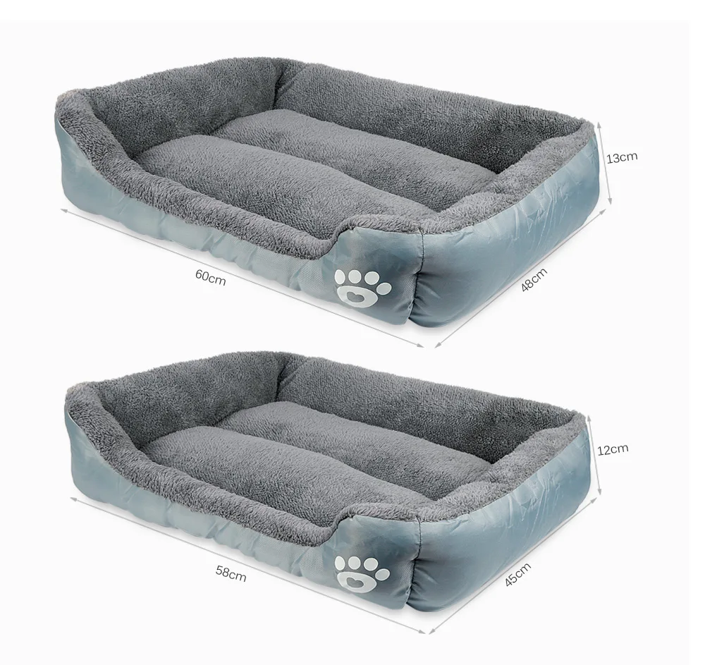 Pet Dog Bed Cushion House Mat Ultra-soft Paw Print Water-resistant Dog Cat Warm Bed Fits Most Pets Warm Dog Blanket Winter Beds