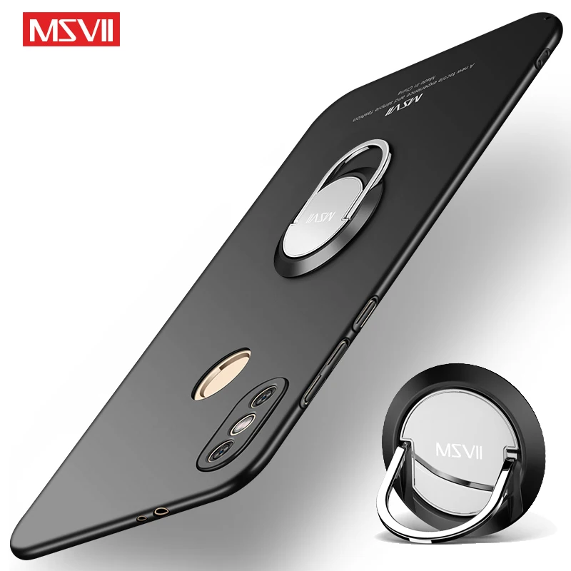 MSVII Чехлы для Xiaomi Redmi Note 5 Pro Чехол кольцо тонкий матовый металлический