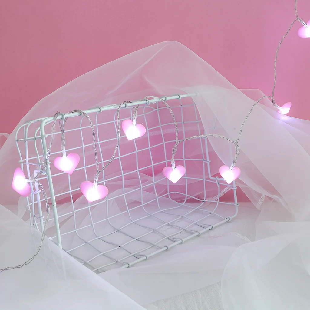 Ins девушка сердце 10LED ткань любовь в форме сердца компоновка комнаты фонари