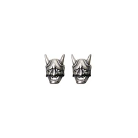 silver plated skull prajna retro stud earrings punk gothic alternative stud earrings men and women punk hip hop party jewelry