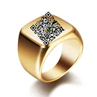 Модное кольцо из нержавеющей стали 316L с индивидуальным QR-кодом, кольцо из титановой стали с кодом, не выцветает