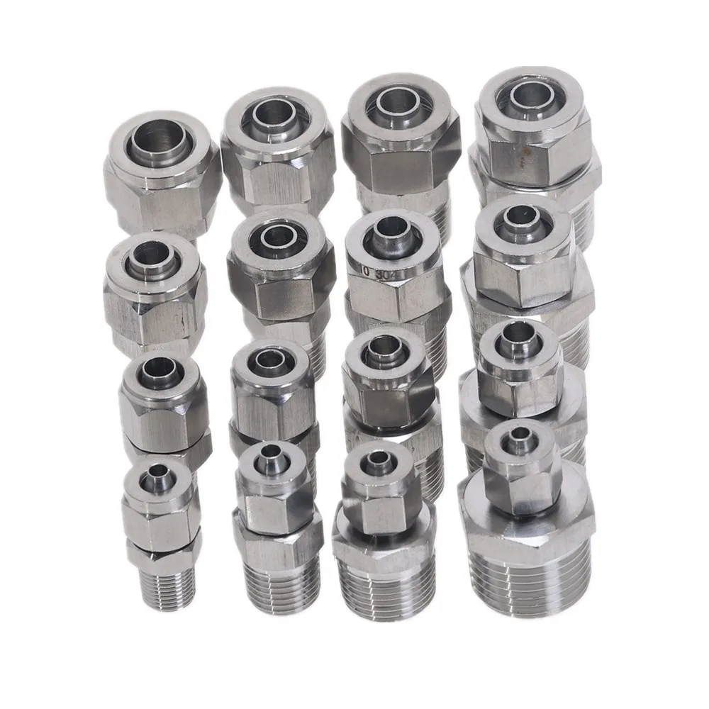 

1pc Quick connectors Tube Pipe Fittings Threaded Male Connector Stainless Steel SS 304 1/8'' 1/4'' 3/8'' 1/4'' BSP Thread