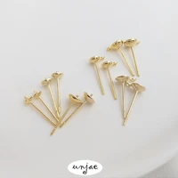 custom made s925 silver needle plated 14k light gold half hole earrings with pearl pins and diy color preserving earrings