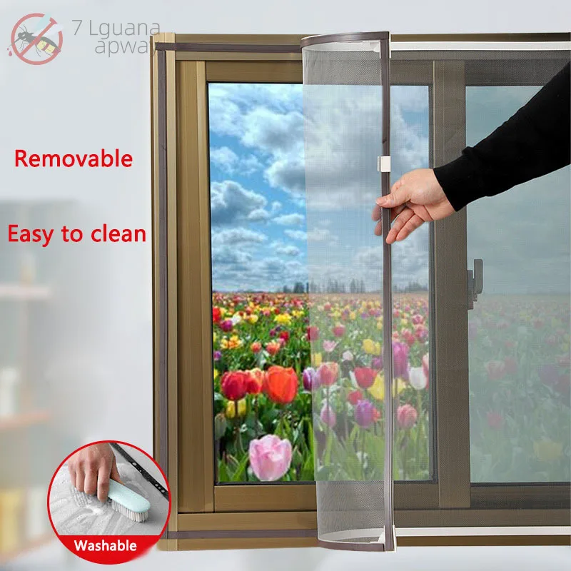 7 дюймовый Противомоскитный магнитный экран Lguana оконный Самоустанавливающаяся
