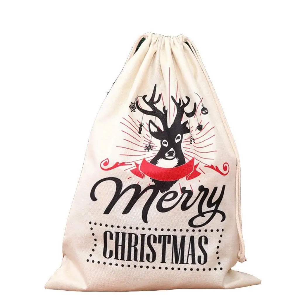 Большой Рождественский Подарочный мешок многократного использования холщовые