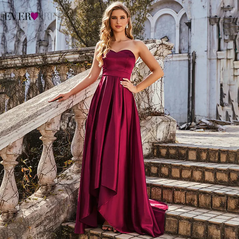 

Burgundy Prom Dresses Woman Party Night Ever Pretty A Line Sweetheart Backless Elegant Formal Gowns Vestidos New Arrival 2021