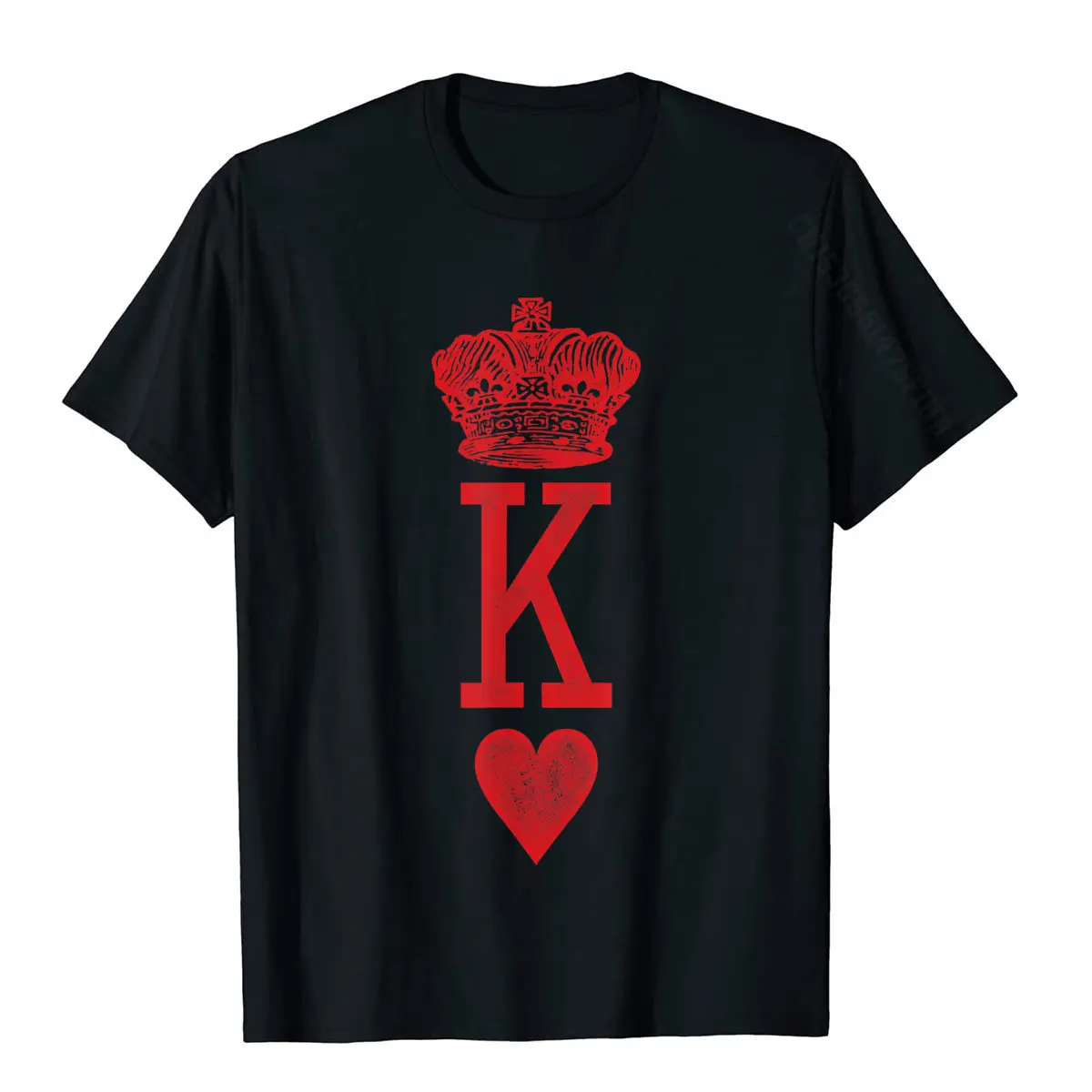 

King Of Hearts Crown T-Shirt Funny Normal T Shirts Cotton Men Tees Casual Designer Top Clothing Printed