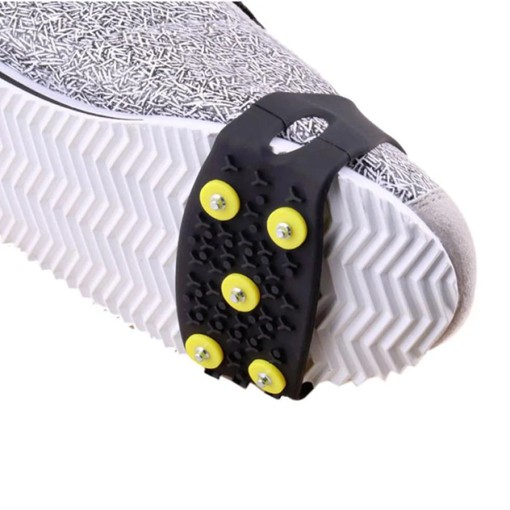 

1 Pair 5 Stud Anti Slip Climbing Crampon Cleats Shoes Cover Winter Ice Ski Spikes Shoes Grips Footwear Skiing Accessories