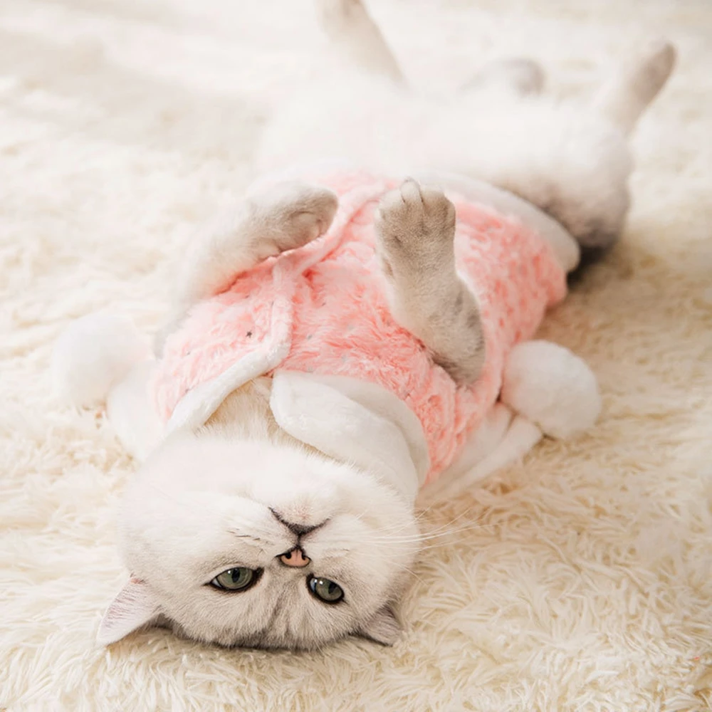 Блестящий плюшевый жилет с заячьими ушками для домашних животных одежда кошек и