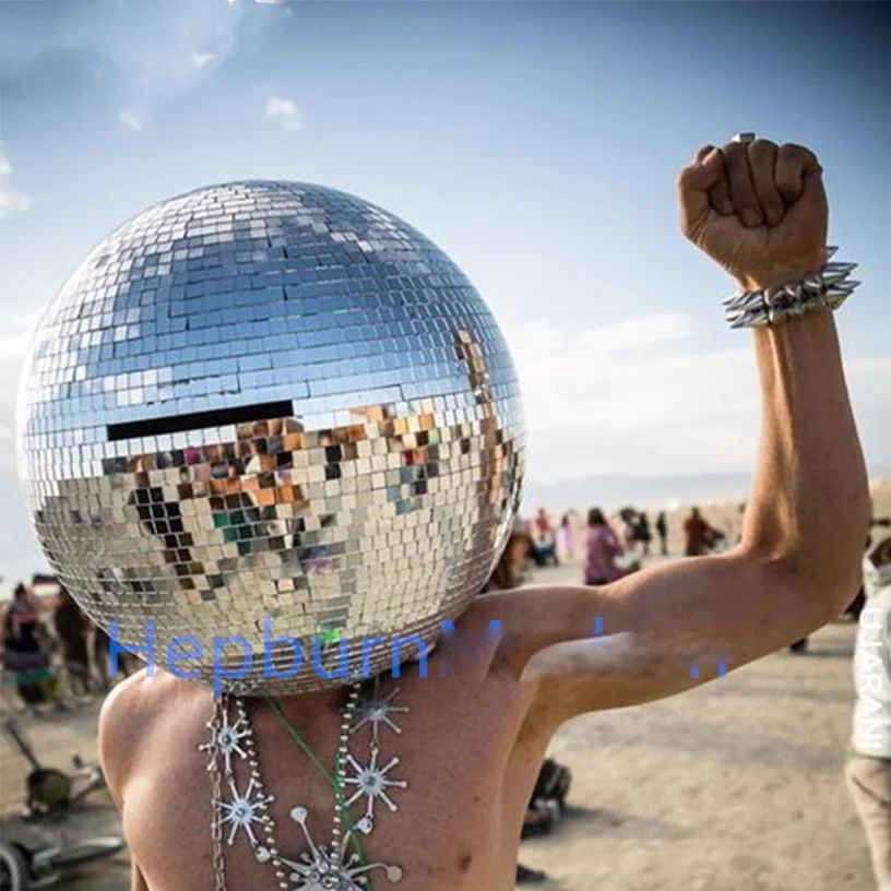 Glass ball led light helmet catwalk mirror men Hat disco performance Model Ballroom dance headwear singer stage show wears | Тематическая