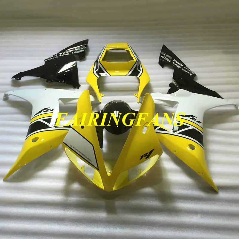 Комплект обтекателей для мотоцикла YAMAHA YZFR1 02 03 YZF R1 YZF1000 2002 2003 желтый белый