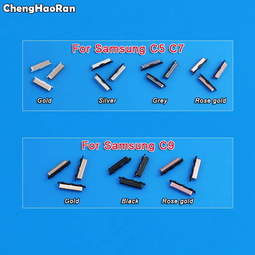 

ChengHaoRan Side Button For Samsung Galaxy C5 C7 C9 Phone Housing Frame Volume Up Down Power On Off Button Side Key