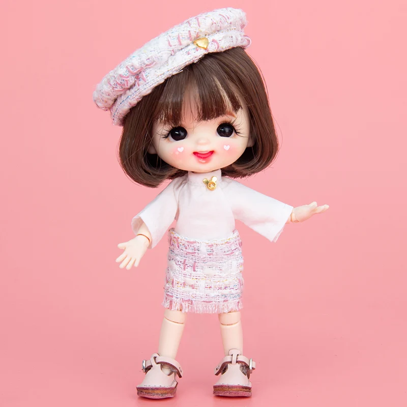 

Ob11 Baby clothes Little perfume hat clothes skirt set GSC Molly BJD 1/12 doll clothes suit hat+shirt+skirt doll accessories