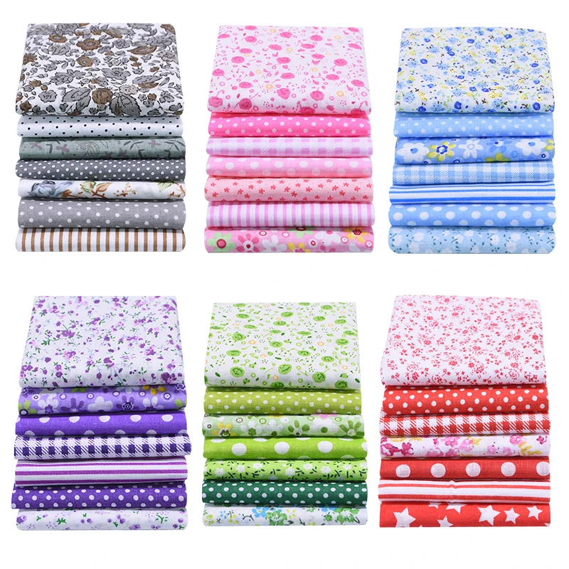 

7pcs 25*25cm Cotton Fabric Printed Cloth Sewing Quilting Fabrics for Patchwork Needlework DIY Handmade Accessories