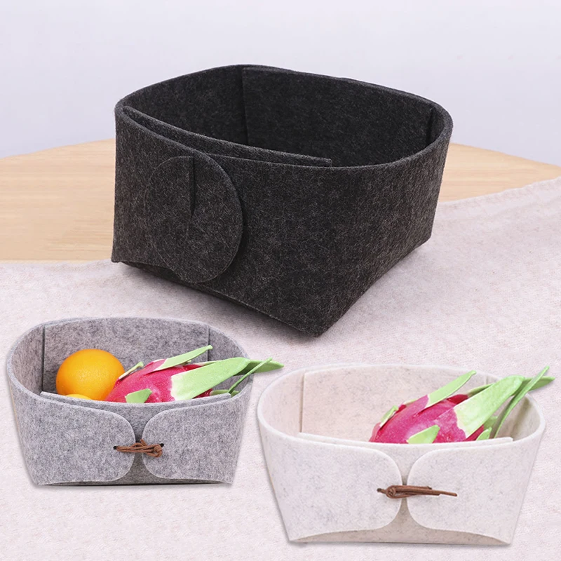 

Felt Storage Basket Living Room Tea Table Folding Sundries Storage Basket Cloth Felt Storage Box Socks Storage Organizer