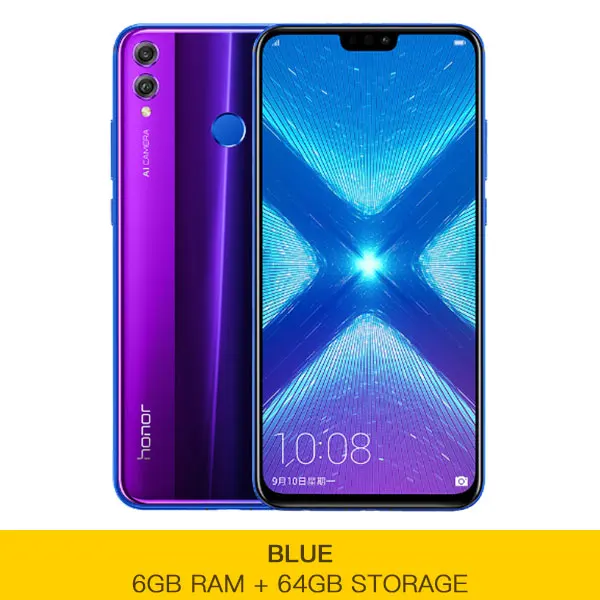 6G 64G PhantomBlue Honor 8X8 X, смартфон Kirin 710, 4 Гб, 6 ГБ ОЗУ, 64 Гб ПЗУ, 6,5 дюймов, Восьмиядерный экран, отпечаток пальца, ID, 3750 мА/ч, задний, 20 МП - Цвет: 6G 64G PhantomBlue