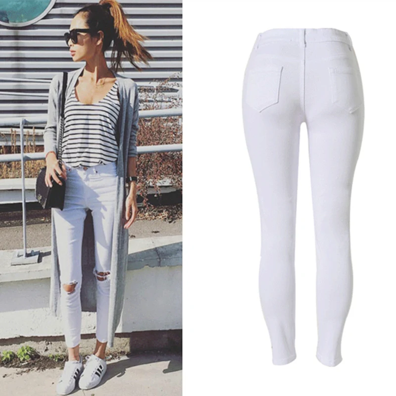 Женские белые джинсы LOGAMI женские джинсовые брюки с завышенной талией