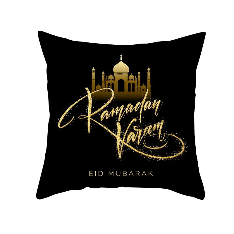 

Black Gold Ramadan Pattern Decorative Cushion Pillowcase Peach Skin Peach Skin Cushion Cover Throw Pillow Decorative Pillowcase
