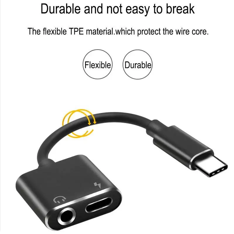 New 2 in 1 USB Type C To 3.5mm Earphone Jack Adapter for huawei Xiaomi Aux Audio Cable Headphone Charger Charging USB-C Convert | Мобильные