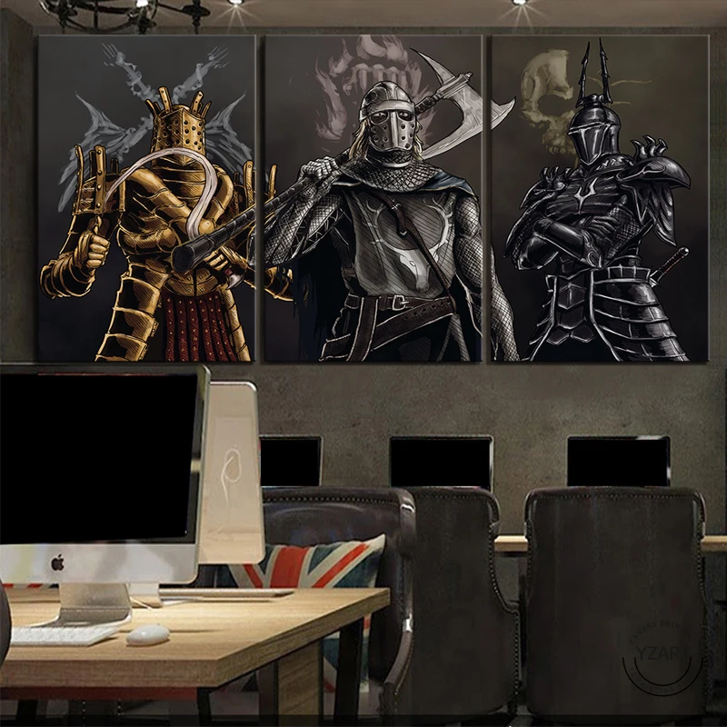 

3 шт. холст с изображением темных душ воина настенные картины для постера 5 штук Детские модульные принты постер домашний декор
