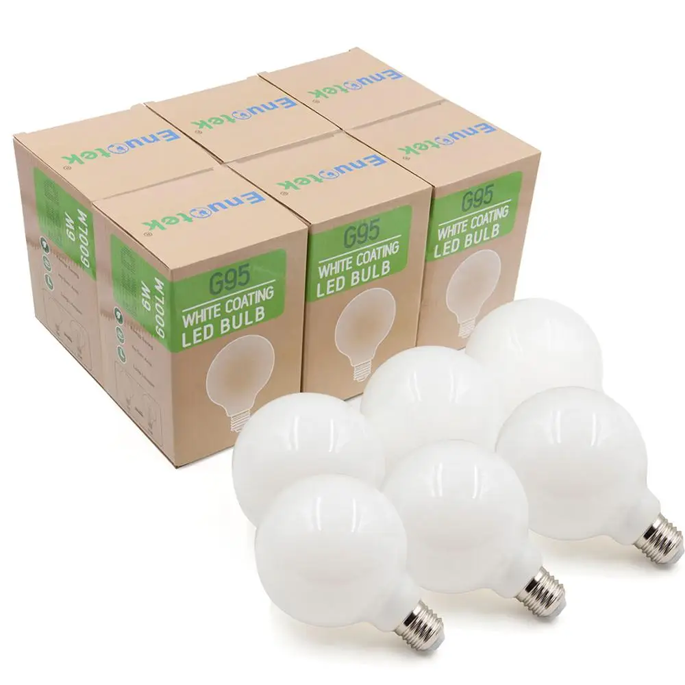 

G95 LED Big Globe Light Bulbs Edison E27 LED Energy Saving Lamps 6W Cool White 5000K Omnidirectional Shade Replace Incandescent