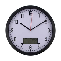 1pc 10 inches hanging clock simple sitting room wall clock lcd display temperature humidity meter clock wa