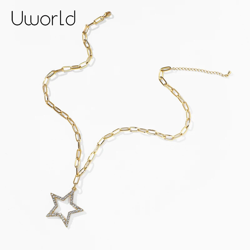 Женское Ожерелье с пентаграммой элегантное эстетическое ожерелье кристаллами в